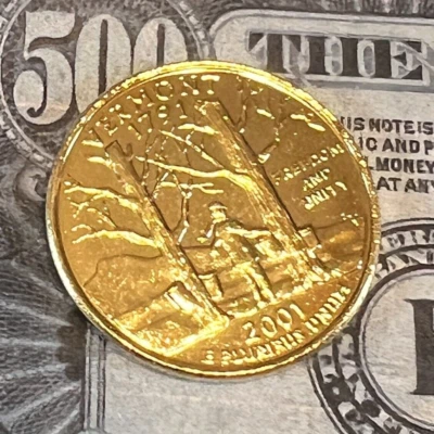 2001 P Washington Quarter - Vermont - 24 Karat Gold Plated - Image 1 of 2