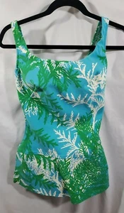 Vintage 70s Rose Marie Reid ILGWU Swimsuit Skirt Pinup Tiki Tropical 1PC - Bild 1 von 7