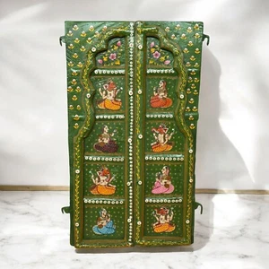 Vintage Holzfenster | Handbemalte indische Pichwai Kunst - Bild 1 von 3