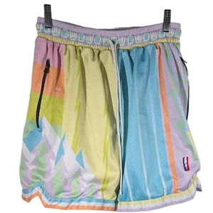 Trillest Who Cares Pastel Shorts Mens Medium Mesh Multicolor NBA Rainbow Baller - Picture 1 of 10