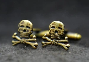 ein Paar Offizier Manschettenknöpfe Husaren- Totenkopf- Panzer Regiment - Bild 1 von 7