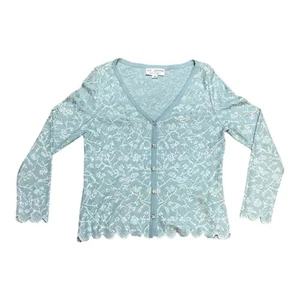 Blue St. John Evening By Marie Gray Lace Cashmere Cardigan Size 6 Sweater - Picture 1 of 5