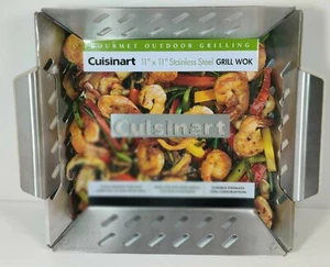 CuisinartĀ® š„Stainless Steel BBQ Wok Grilling Basket Perforated Grilling Surface - Picture 1 of 10