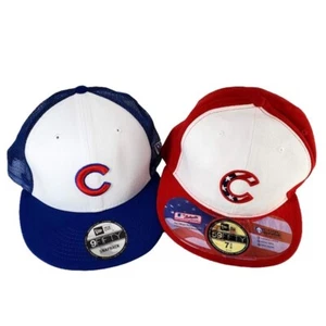 Chicago Cubs 4th July Cap 7 3/8 Hat 59Fifty Red Blue New Era Cool Base Trucker - Picture 1 of 1