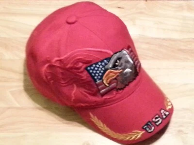 Bonito sombrero usado de águila bandera americana para hombre bordado correa ajustable Foto 1 de 4