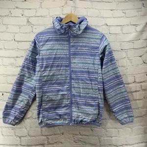 Columbia Sportswear Jacket Girls Sz L Water Resistant Purple Stripes - Picture 1 of 11