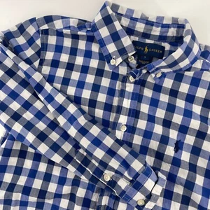 Ralph Lauren Button Down Shirt Checkered Long Sleeve Blue White Size 7 - Picture 1 of 6