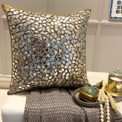 Decorative Pillow Cover Gold 16"x16", Home Decor Silk Fabric - Shimmering Gold - Image 1 of 4