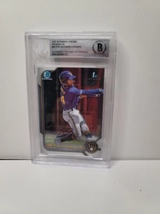 2022 Bowman 1st Chrome Jackson Chourio Auto #BCP-79 Beckett Authentic Brewers - Bild 1 von 2