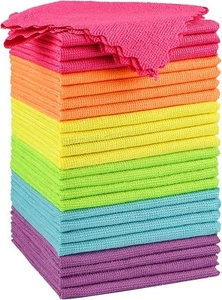 Microfiber Cleaning Cloths 12x12” Lint Free, Super Absorbent 24 Pack Multi-Color - Picture 1 of 7