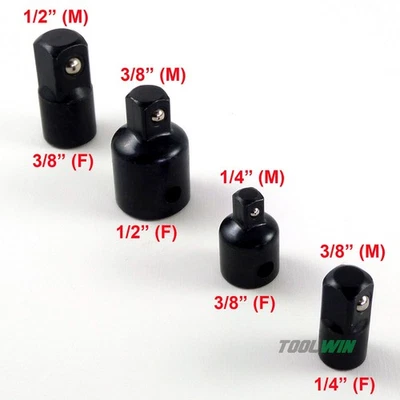 4 pc Socket Adapter Set 3/8", 1/2”, 1/4" Drive Air Impact Reducer Kit - Image 1 of 4