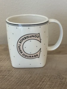 Anthropologie Message Ceramic Coffee Mug Confidence Takes Courage Letter C Cup - Picture 1 of 8