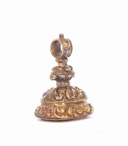1900's Victorian Gold Filled Foiled Citrine Wax Seal Fob Charm Pendant - Picture 1 of 8