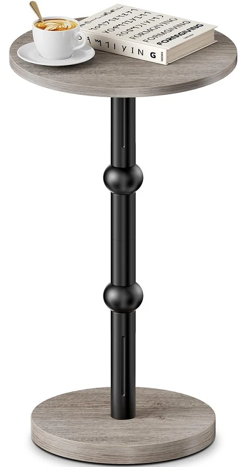 Drink Table, Small Round Side Table for Small Spaces,Round End Tables Metal leg - Image 1 of 4