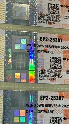 Microsoft Windows Server 2025 Standard OEM (COA-Sticker) - Bild 1 von 2