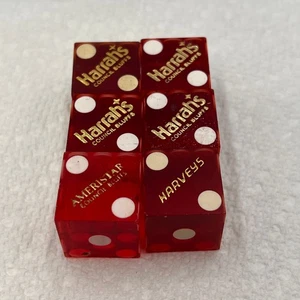 6 Red Dice - Harrah's Casino, Ameristar, Harveys Dice - Council Bluffs Casino - Picture 1 of 9