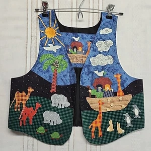 Arche Noah Kinder Weste handgefertigt 1999 handgenäht Nilpferd Elefant Kamel Schildkröte - Bild 1 von 14