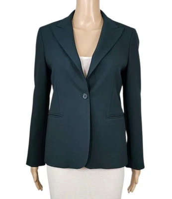 MAX MARA Green Tailored Stretch Virgin Wool Single Button Blazer Jacket 10 $705 - Image 1 of 4