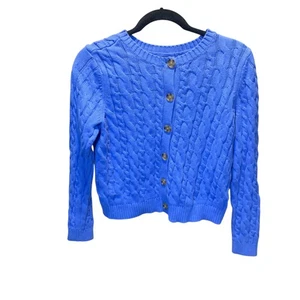 Lands End Damen Blau Grobstrick Cardigan Pullover S Küste Landhaus Fischer - Bild 1 von 6