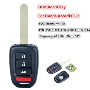 Mando a distancia para Honda Accord Civic 2016 17-2020 placa OEM 433 MHz MLBHLIK6-1TA - Imagen 1 de 6