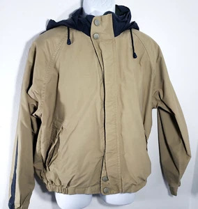 Nautica Jacke Herren Medium M beige marineblau durchgehender Reißverschluss leicht mit Kapuze lässig - Bild 1 von 13