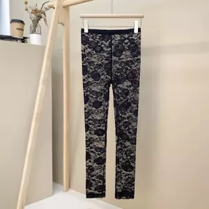 Women Mesh Lace Leggings Yoga Fitness Pants High Waist See-through Trousers - Picture 1 of 11