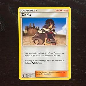 Zinnia 64/70 Pokemon Dragon Majesty Sun & Moon Regular Uncommon Card LP - Picture 1 of 2