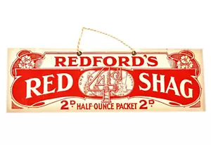 Antique Early 1900s Redford & Co Red Shag Tobacco Shop Advertising Showcard Sign - Picture 1 of 1