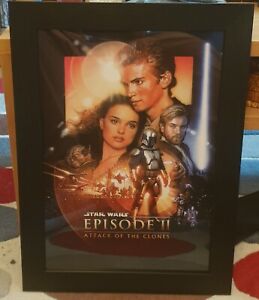 Star  Wars  Attack of the clones A3 Poster in a brand new black wood frame 
