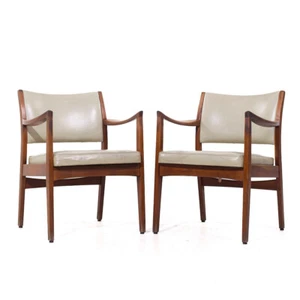 Johnson Chair Co Mid Century Walnut Arm Chairs - Pair - Picture 1 of 10