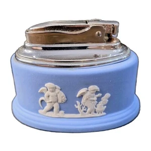 1955 Wedgwood Blue Jasperware Cigarette Lighter with Silver Tone Top England - Picture 1 of 21