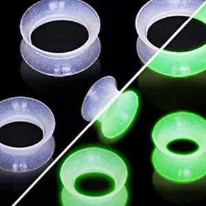 2pc Glow In Dark Silicone Flesh Tunnel Ear Plug Stretcher Double Flare Expander - Picture 1 of 4