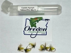 Caddis yellow Nymph #12, FREE shipping on All Additional items, (6 each) - Picture 1 of 5