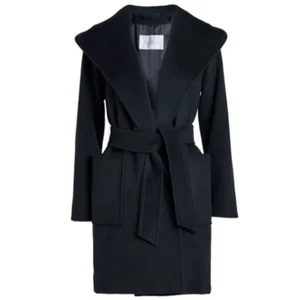 Max Mara Rialto 100% Camel Hair Black Short Hooded Coat Size 0 MSRP $3450 - Picture 1 of 12