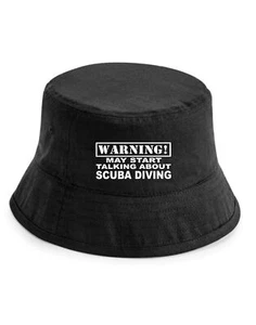 Warning May Talk About Suba Diving Bucket Hat Gift for Men & Ladies - Picture 1 of 2