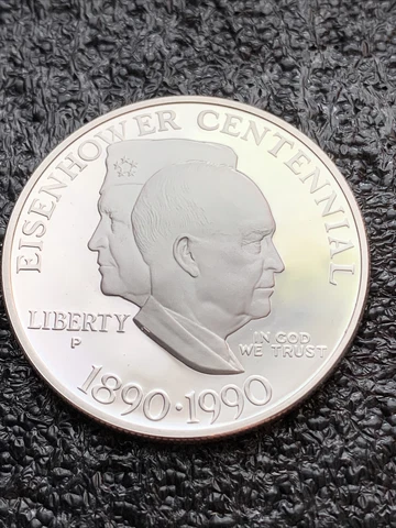 Eisenhower Centennial Silver Dollar 1990 P⚜️🌀📦 Cover