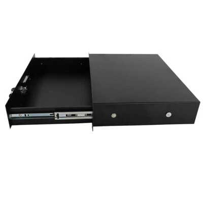 HOT Sale 19" 2U Steel Plate DJ Drawer Equipment Cabinet with Keys Black --- - Image 1 of 4