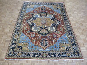 7'5 x 9'10 Hand Knotted Rust Red Antiqued Serapi Oriental Rug G1081 - Picture 1 of 12