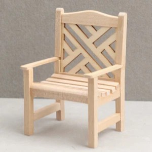 1:12 Scale Dollhouse Miniatures Mini Furniture Vintage Chair Armchair Unpainted - Picture 1 of 12