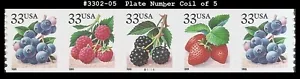 USA5 #3302-05 MNH PNC5 Pl #B1111 Fruit Berries - Coils - Bild 1 von 1