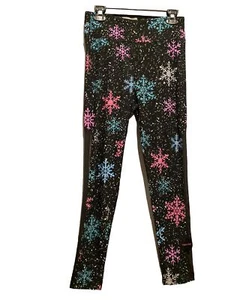No Boundaries Jr Sz XL ( 15-17 ) Snowflake Leggins Sheer Panel On Side Of Legs - Picture 1 of 9