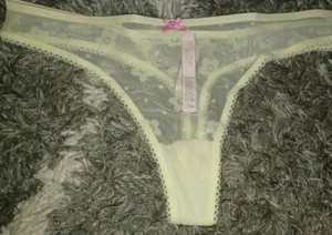 VS logo mesh thong NEW size small yellow floral - Picture 1 of 2