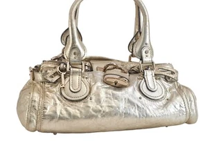 Authentic Chloe Vintage Paddington Leather Shoulder Hand Bag Gold Junk 3969M - Picture 1 of 10
