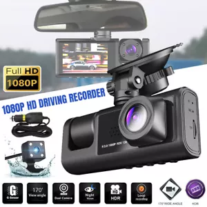 1080p HD Dashcam Auto Dual Objektiv Front/Rück/Innen Videorecorder Kamera G-Sensor - Bild 1 von 23