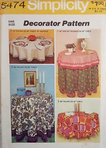 SIMPLICITY 5474 MANTELES DE COLECCIÓN AÑOS 70 46-90" SERVILLETAS REDONDAS decoración del hogar SIN CORTAR coser - Imagen 1 de 8