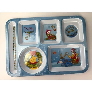 JCPenney DIsney Christmas Pooh, Piglet, Eeyore Melamine Tray & Bowl Set - Picture 1 of 6