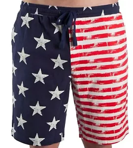 Distressed American Flag Men's Lounge Pajama Shorts USA US - Picture 1 of 7
