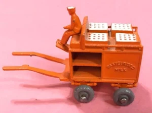 Vintage Metal Milk Cart Miniature Lesney Made In England Orange Color Pasturized - Picture 1 of 7
