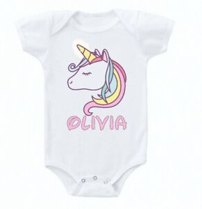 Personalized Unicorn Baby Bodysuit  Short Sleeve For Newborn Infant up to13 LBS