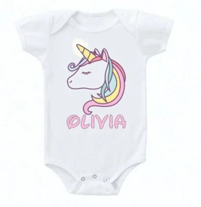 Personalized Unicorn Baby Bodysuit Short Sleeve For Newborn Infant up to13 LBS - Picture 1 of 1